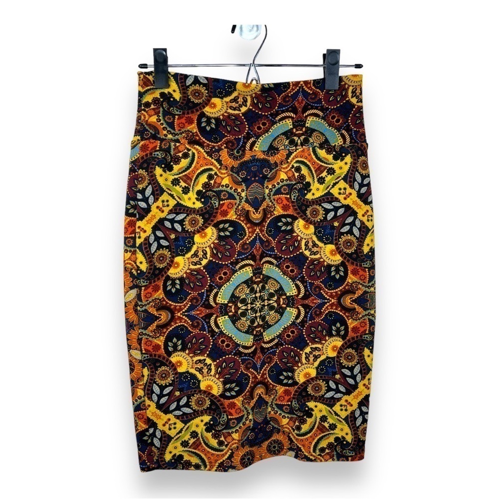 XS LULAROE COLORFUL PENCIL STRETCH PULL ON FLORAL PAISLEY